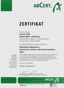 Ecocion Zertifikat 2011